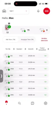 Dashboard mit Tierdaten