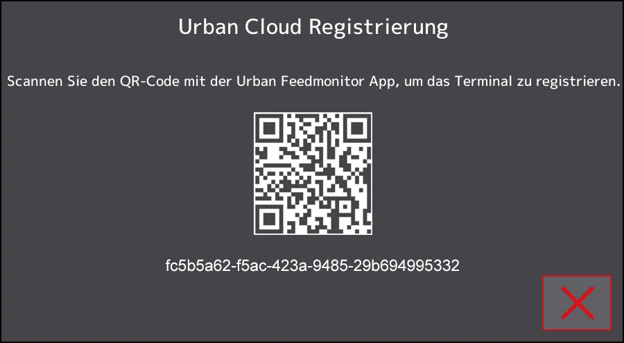 Installation Urban-Cloud, QR-Code zur Registrierung des Touch-Terminals