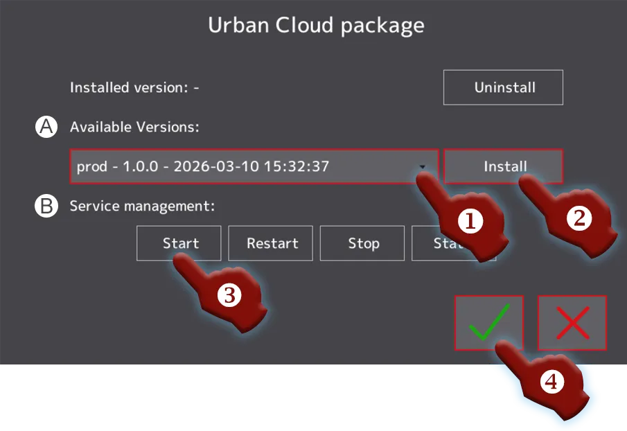 Urban Cloud installation, installing and starting the synchronization service